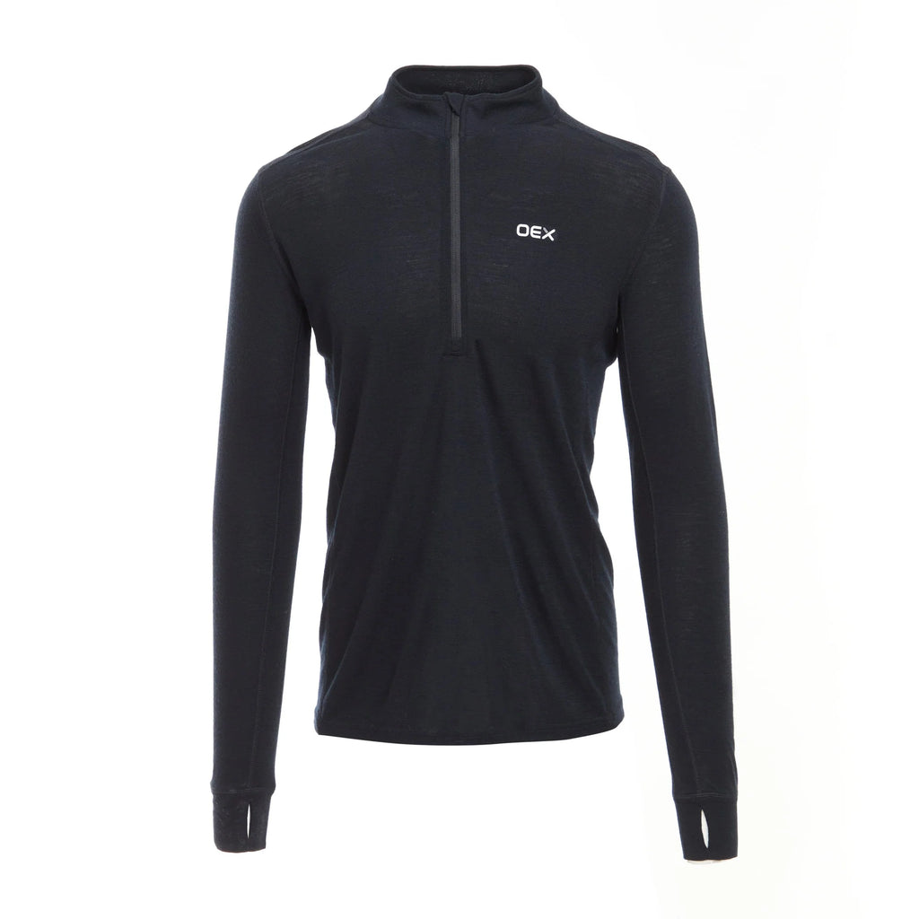 Men’s Kelso Merino Long Sleeve Zip Base Layer - Black