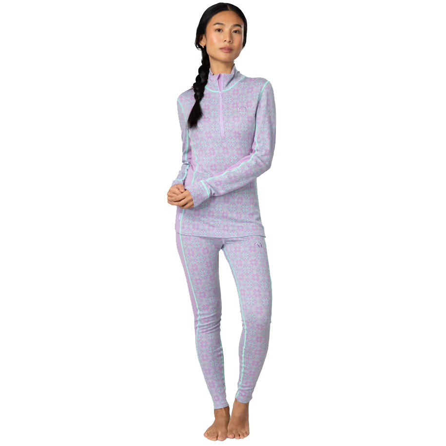 Women's Rose 1/2 Zip Base Layer Top - Pink / Purple