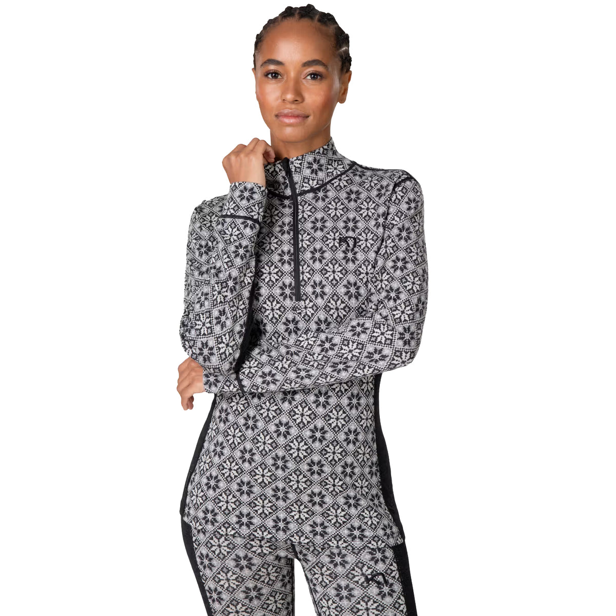 Women's Rose 1/2 Zip Base Layer Top - Black