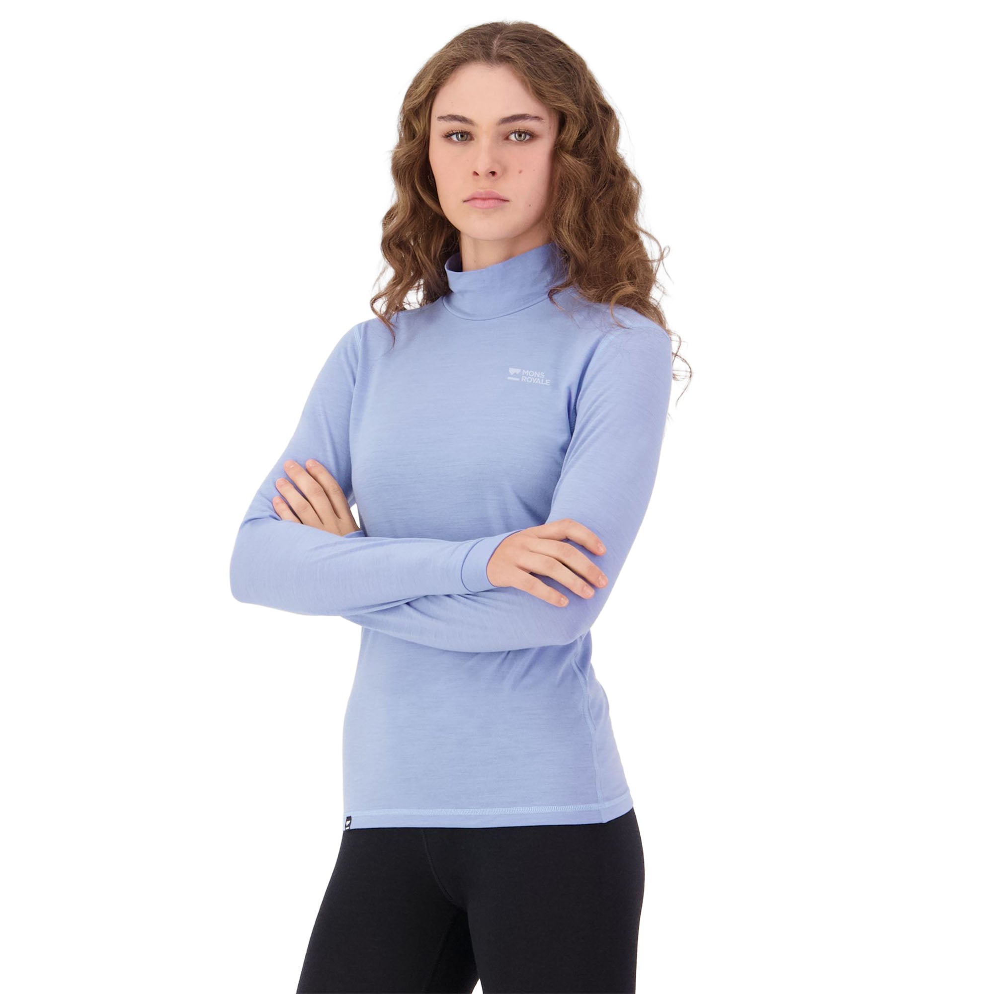 Women's Cascade Merino Mock Neck Base Layer - Blue
