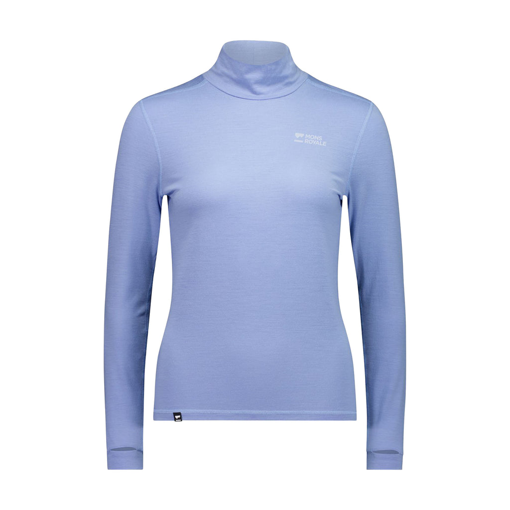 Women's Cascade Merino Mock Neck Base Layer - Blue