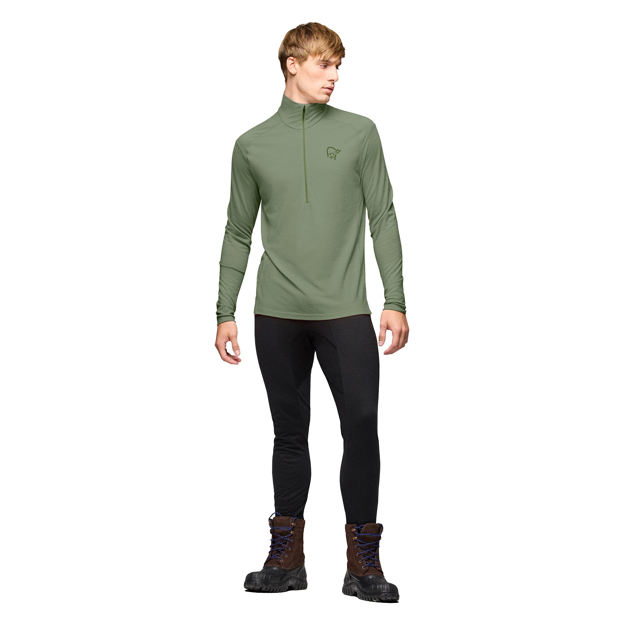 Men’s Femund PureUll Zip Neck Base Layer - Green