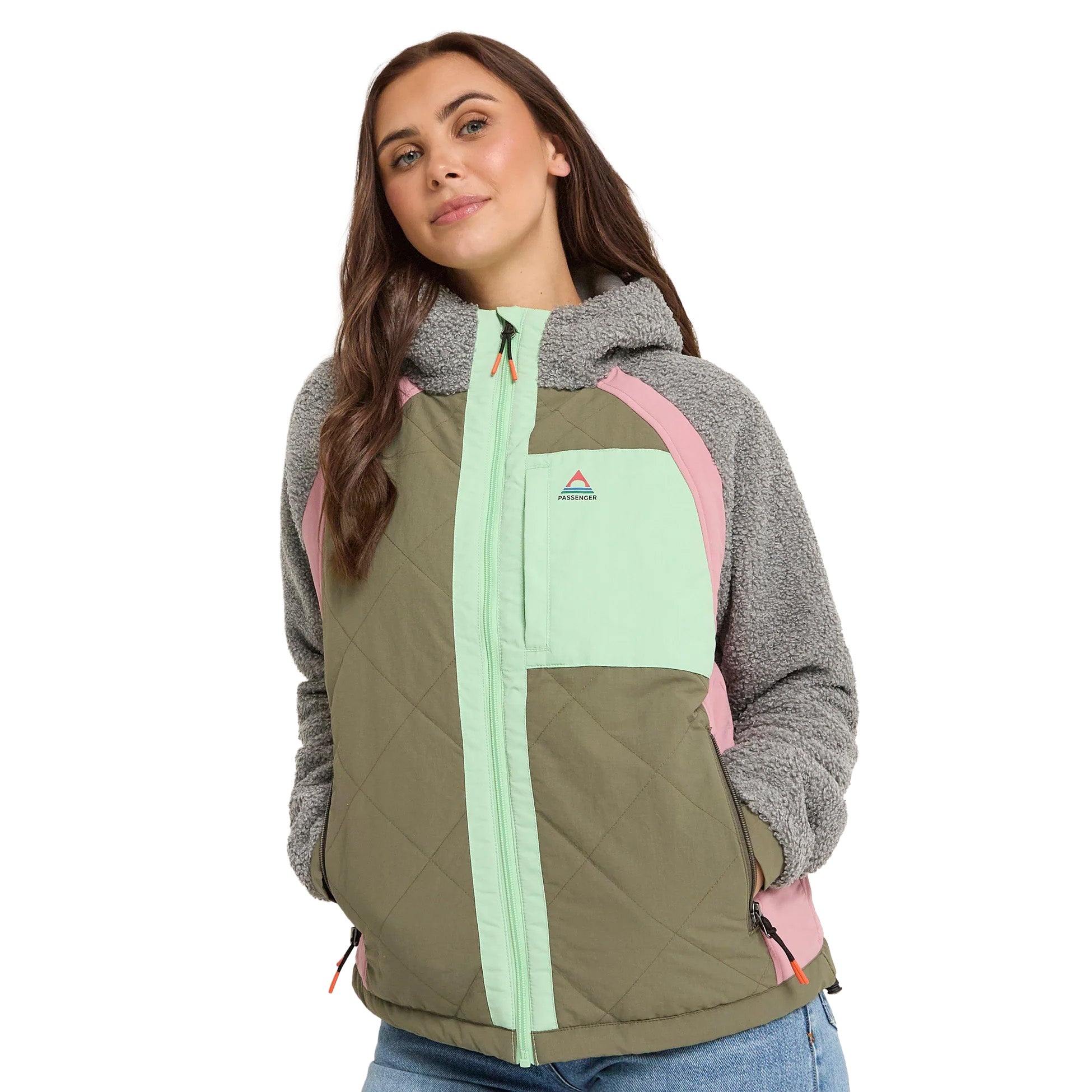 Women's Lara Quilted Jacket - Grey / Green
