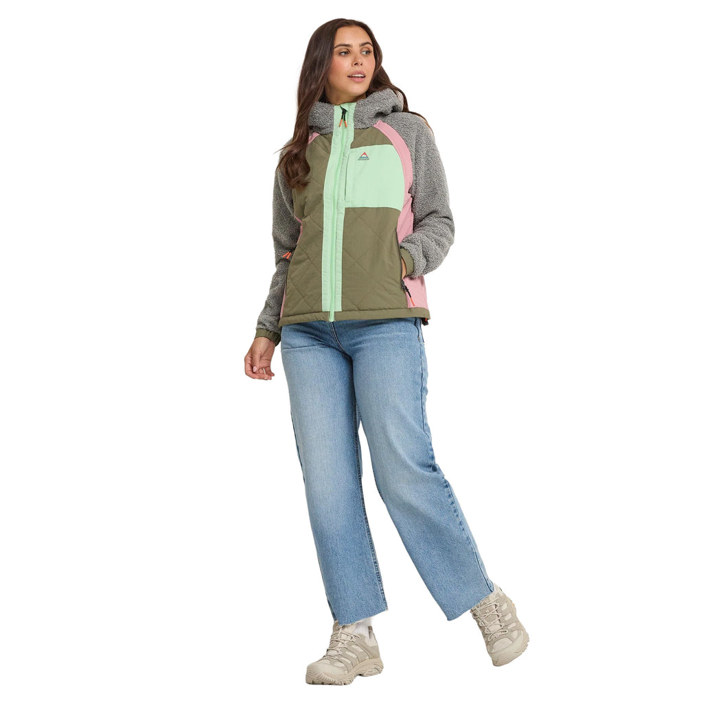 Women's Lara Quilted Jacket - Grey / Green