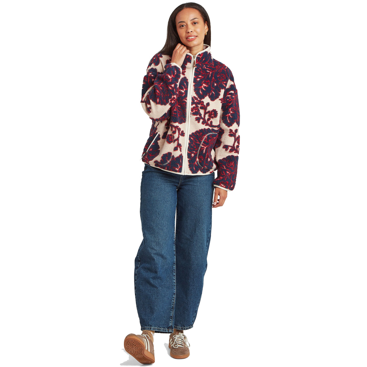 Women's Tara Full Zip Fleece - Cream / Red