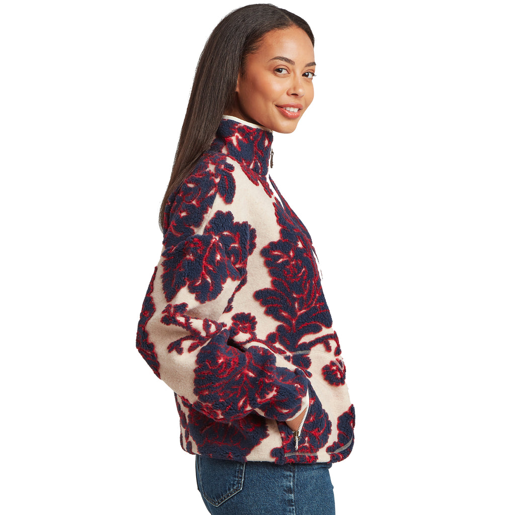 Women's Tara Full Zip Fleece - Cream / Red