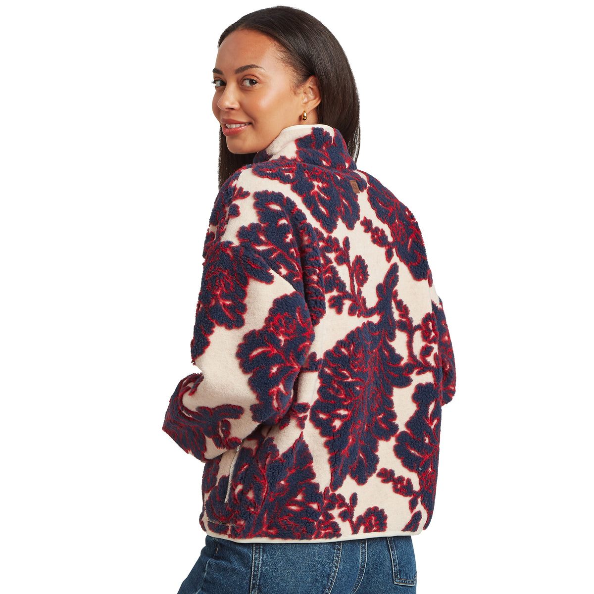 Women's Tara Full Zip Fleece - Cream / Red
