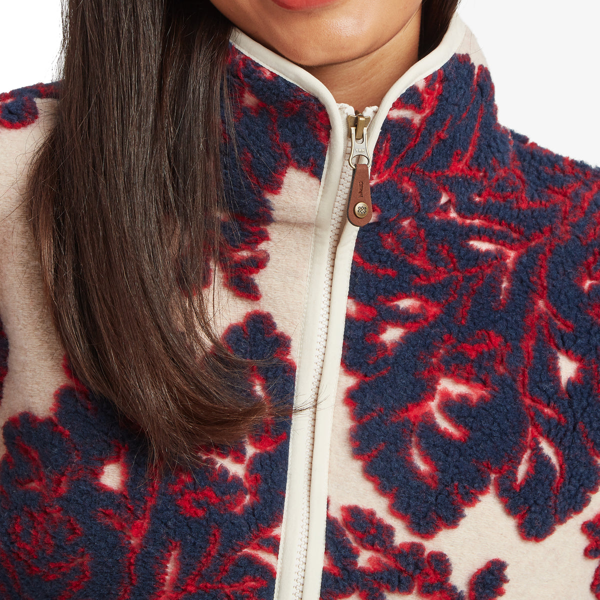 Women's Tara Full Zip Fleece - Cream / Red