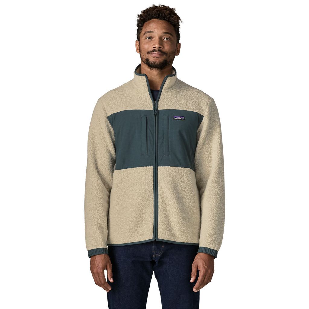 Men's Retro Pile Fleece Patch Jacket - Cream