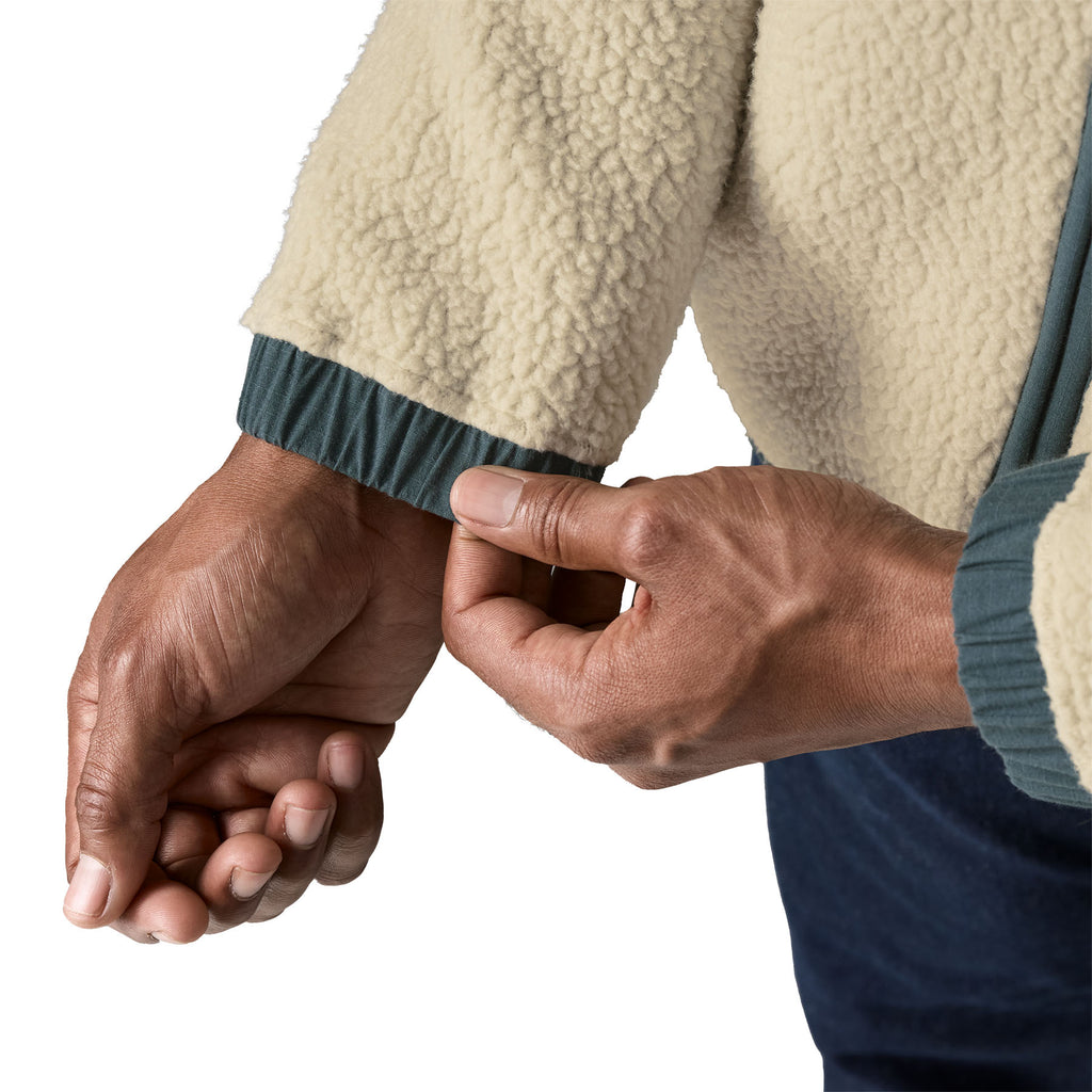 Men's Retro Pile Fleece Patch Jacket - Cream