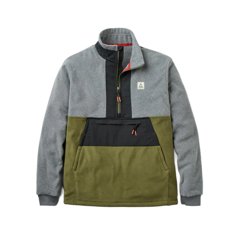 Men's Woodland Hoodless 1/2 Zip Fleece - Grey / Green