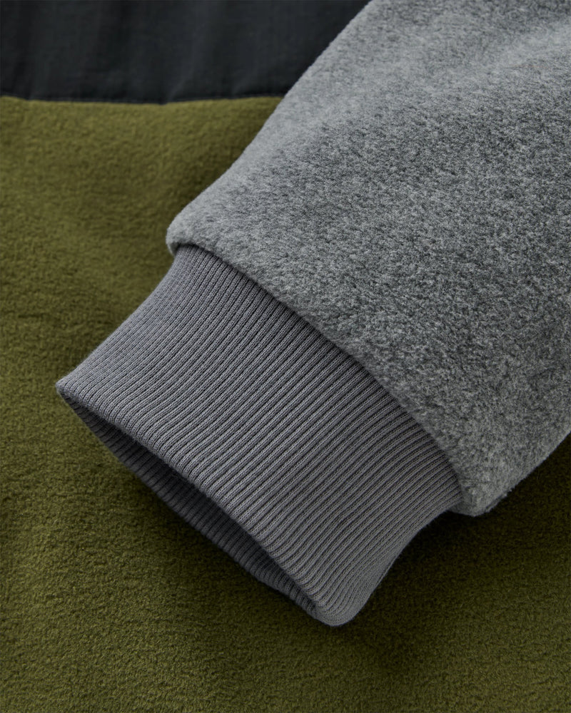 Men's Woodland Hoodless 1/2 Zip Fleece - Grey / Green