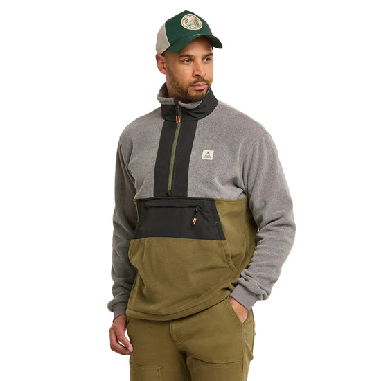 Men's Woodland Hoodless 1/2 Zip Fleece - Grey / Green