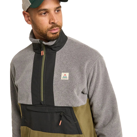 Men's Woodland Hoodless 1/2 Zip Fleece - Grey / Green