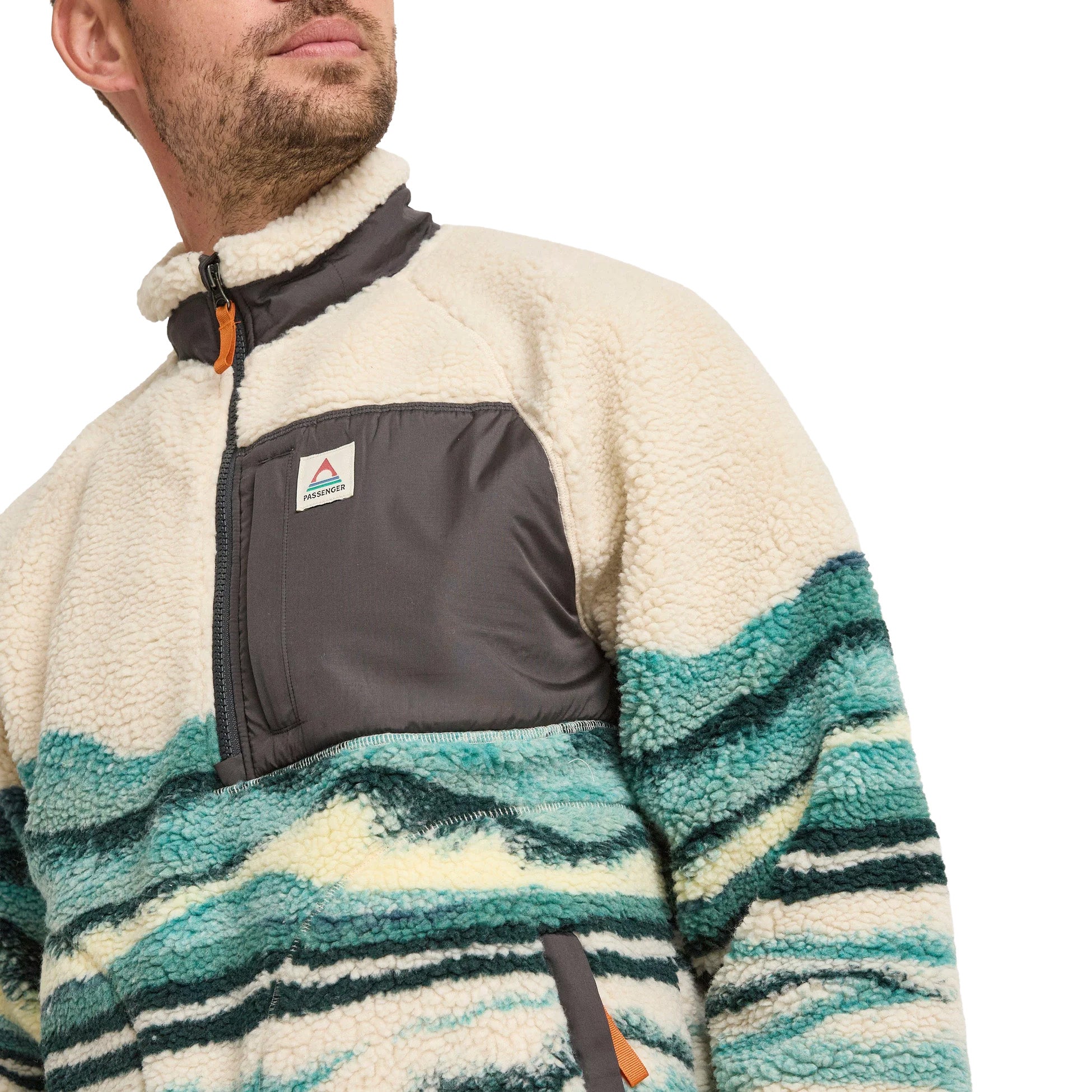 Men's Offroad Sherpa 1/2 Zip Fleece - Cream / Blue