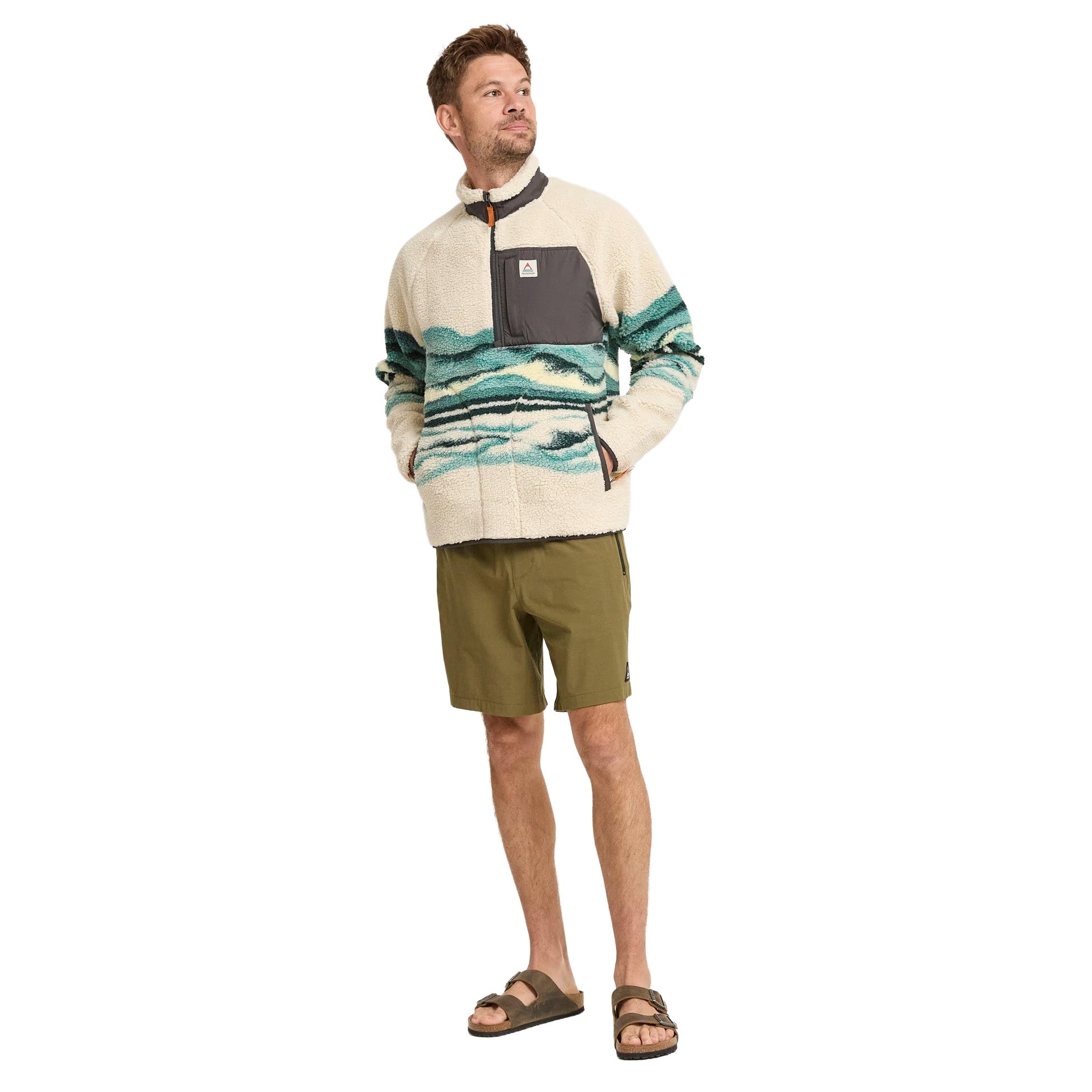 Men's Offroad Sherpa 1/2 Zip Fleece - Cream / Blue