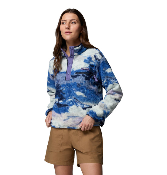 Women's Helvetia II Printed Cropped 1/2 Snap Fleece - Blue