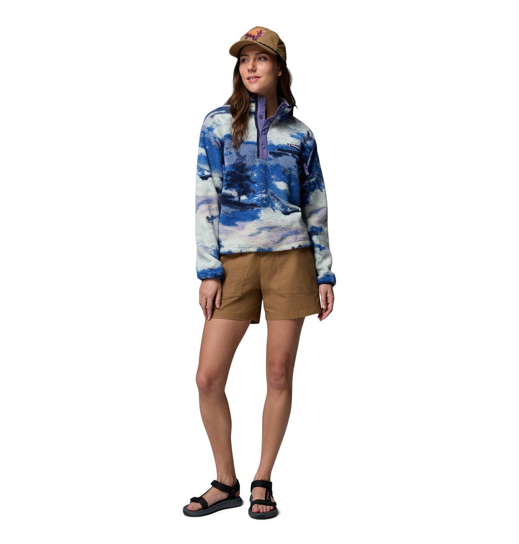 Women's Helvetia II Printed Cropped 1/2 Snap Fleece - Blue