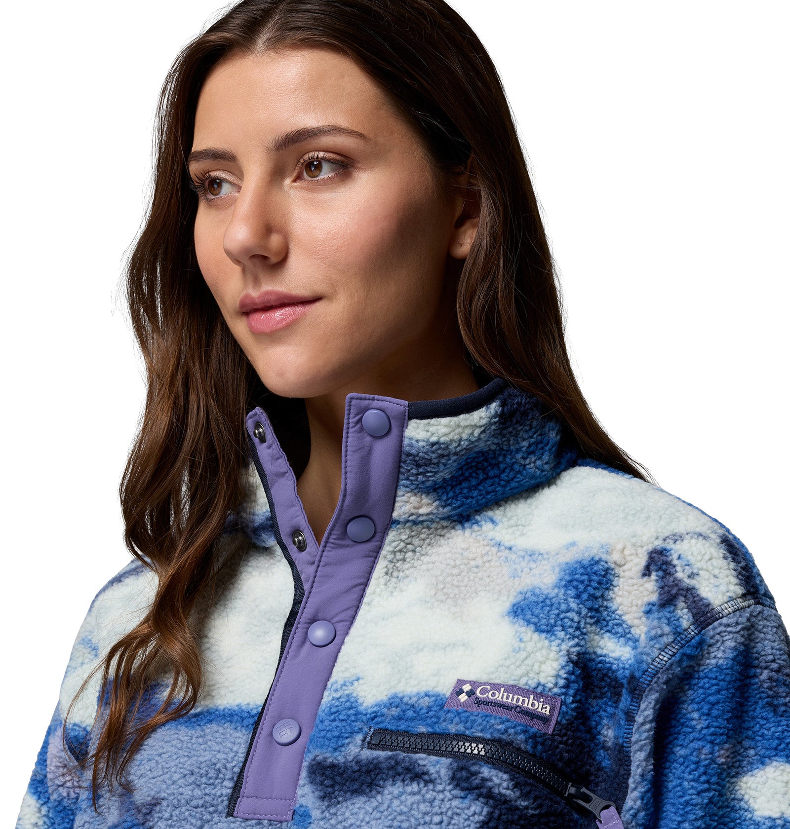 Women's Helvetia II Printed Cropped 1/2 Snap Fleece - Blue