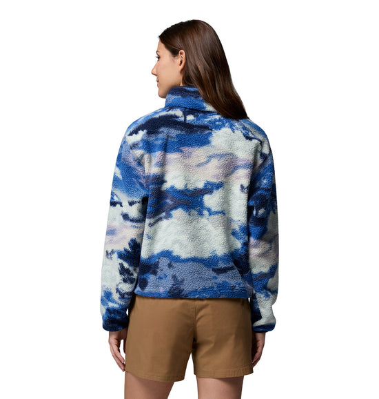 Women's Helvetia II Printed Cropped 1/2 Snap Fleece - Blue