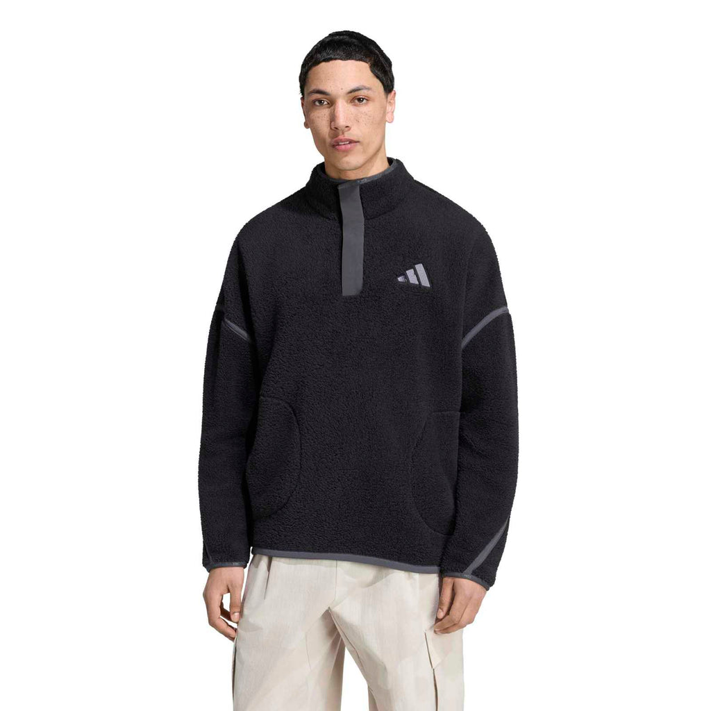 Men's Multi High Pile 1/2 Zip Fleece - Black