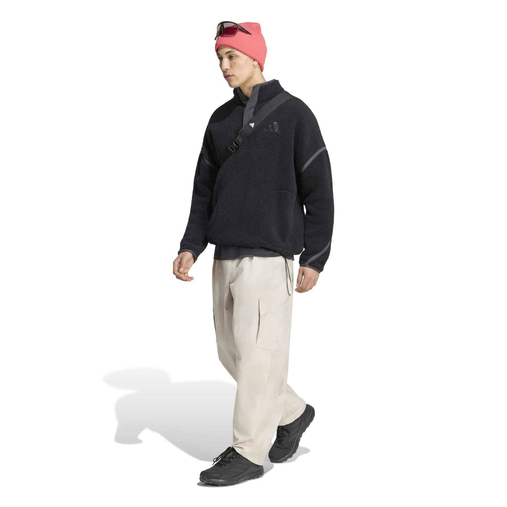 Men's Multi High Pile 1/2 Zip Fleece - Black