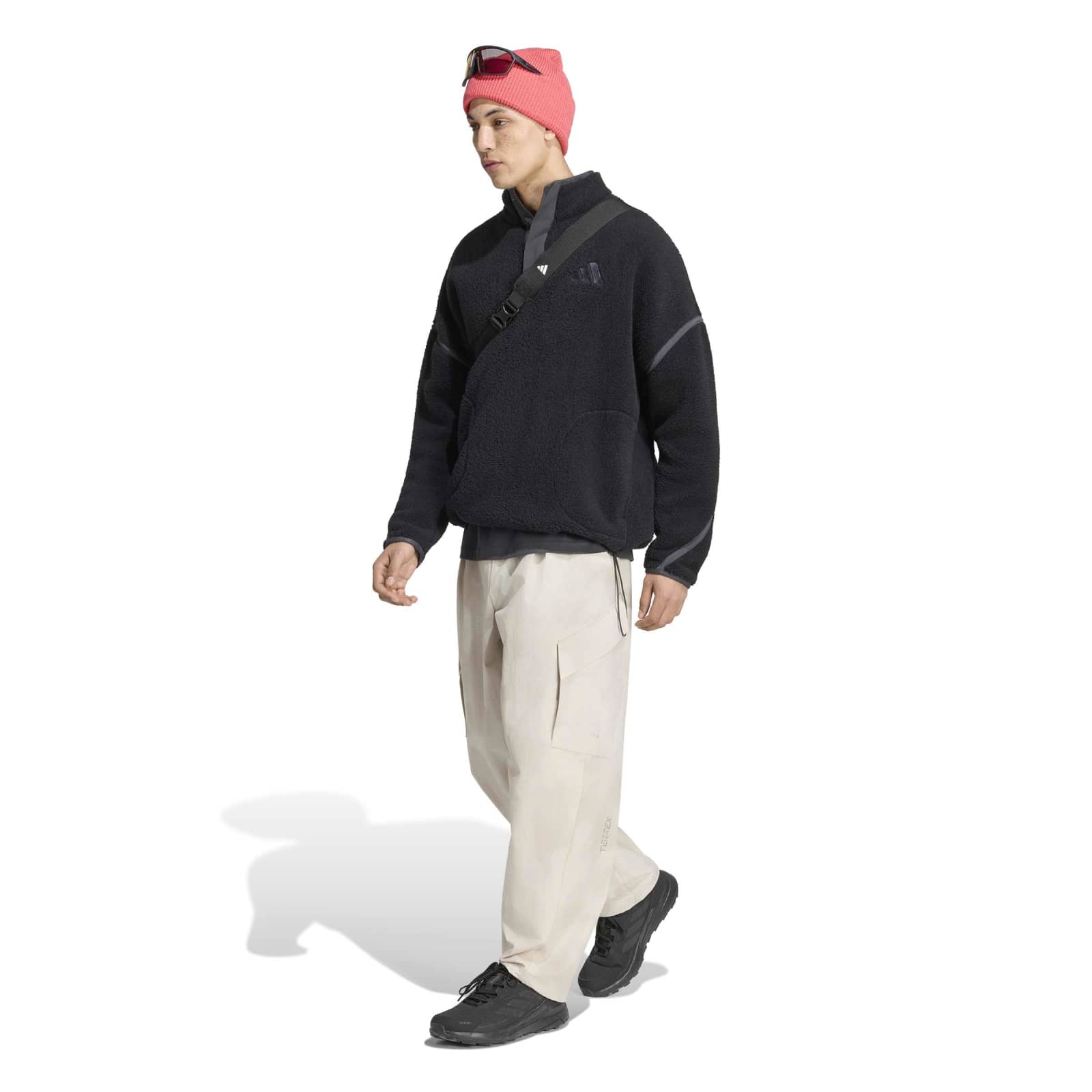 Men's Multi High Pile 1/2 Zip Fleece - Black