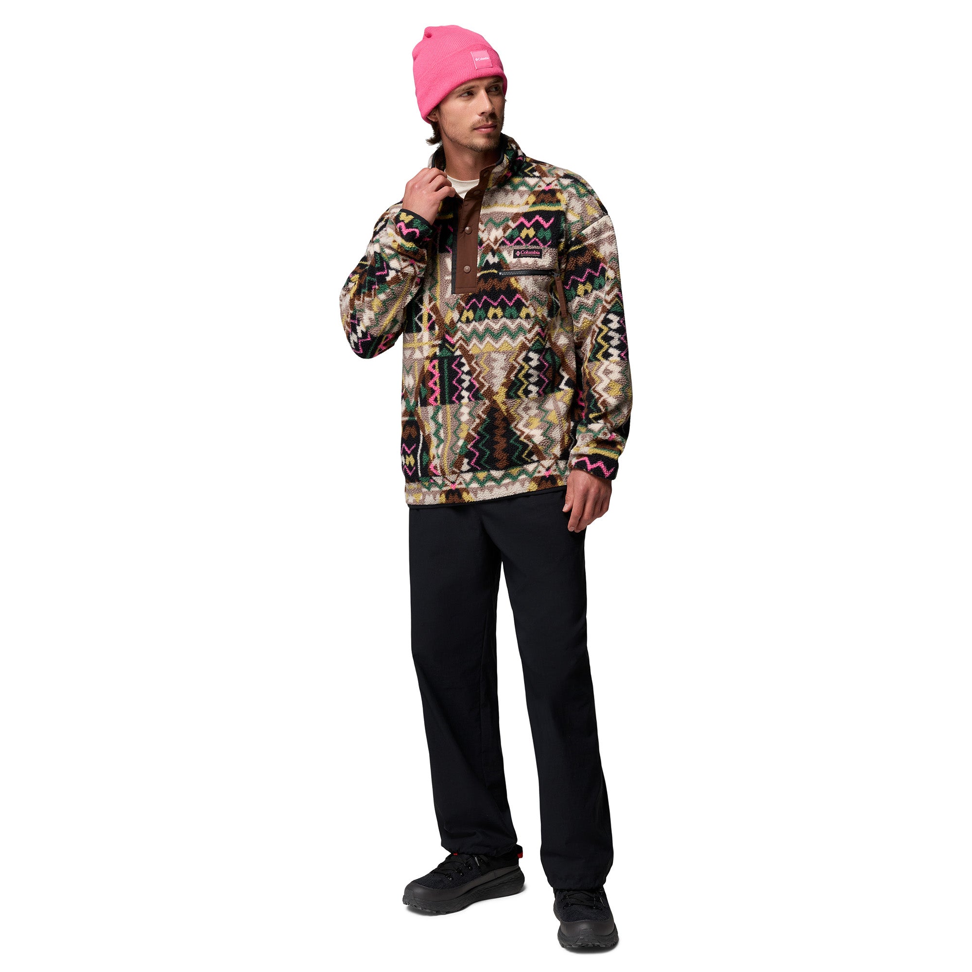 Men's Helvetia II Printed 1/2 Snap Fleece - Black