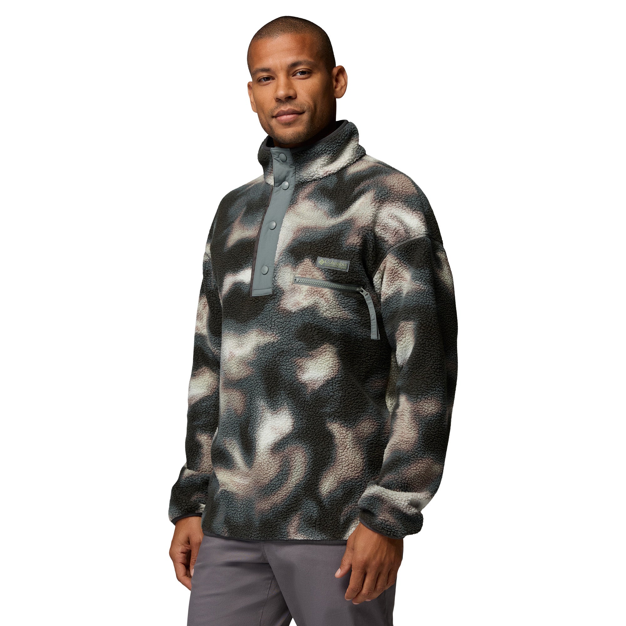 Men's Helvetia II Printed 1/2 Snap Fleece - Grey / Black
