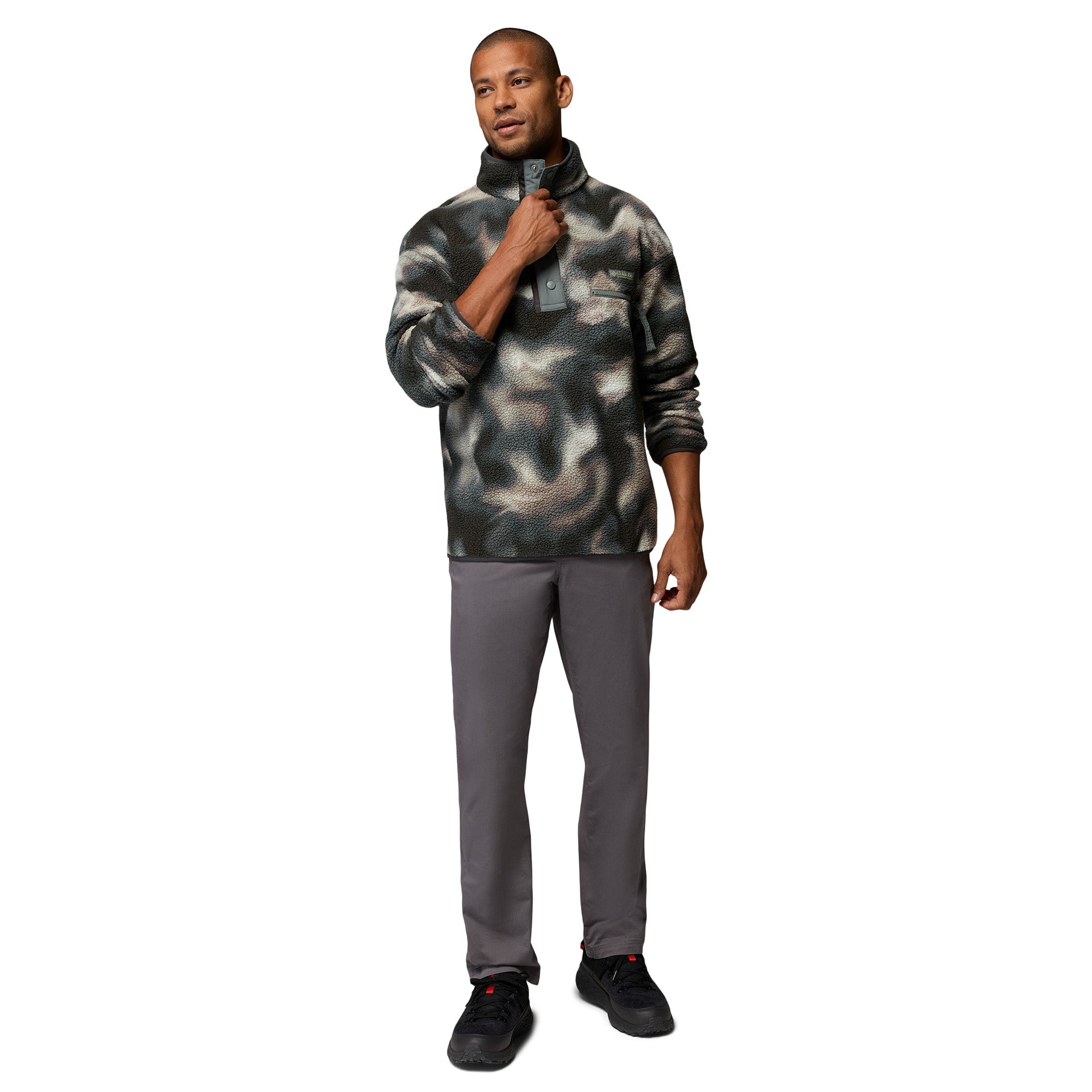 Men's Helvetia II Printed 1/2 Snap Fleece - Grey / Black