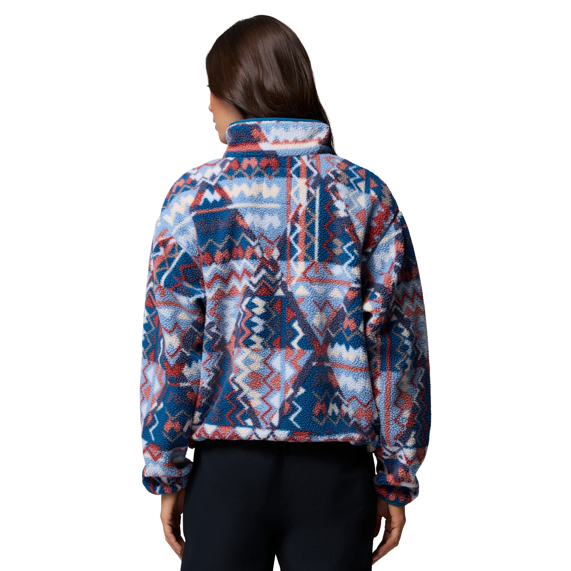Women's Helvetia II Printed Cropped 1/2 Snap Fleece - Blue / Geometric
