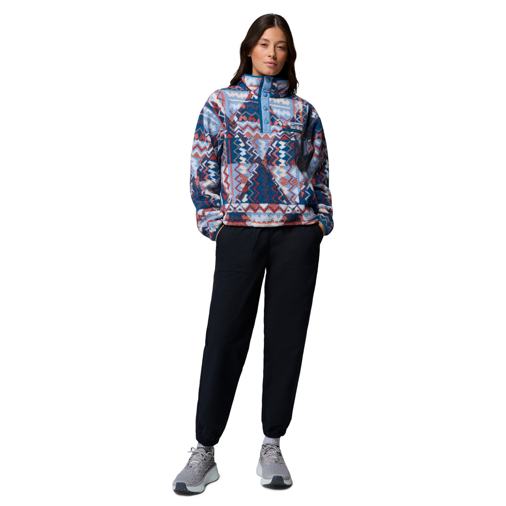 Women's Helvetia II Printed Cropped 1/2 Snap Fleece - Blue / Geometric
