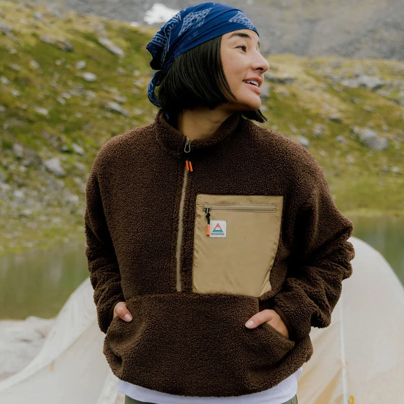Women's Ravi Recycled 1/2 Zip Sherpa Fleece - Brown