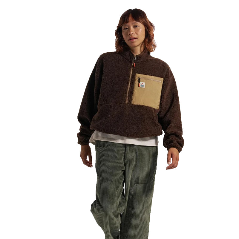 Women's Ravi Recycled 1/2 Zip Sherpa Fleece - Brown