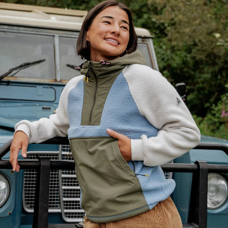 Women's Alexander Hooded 1/2 Zip Fleece - Green / White