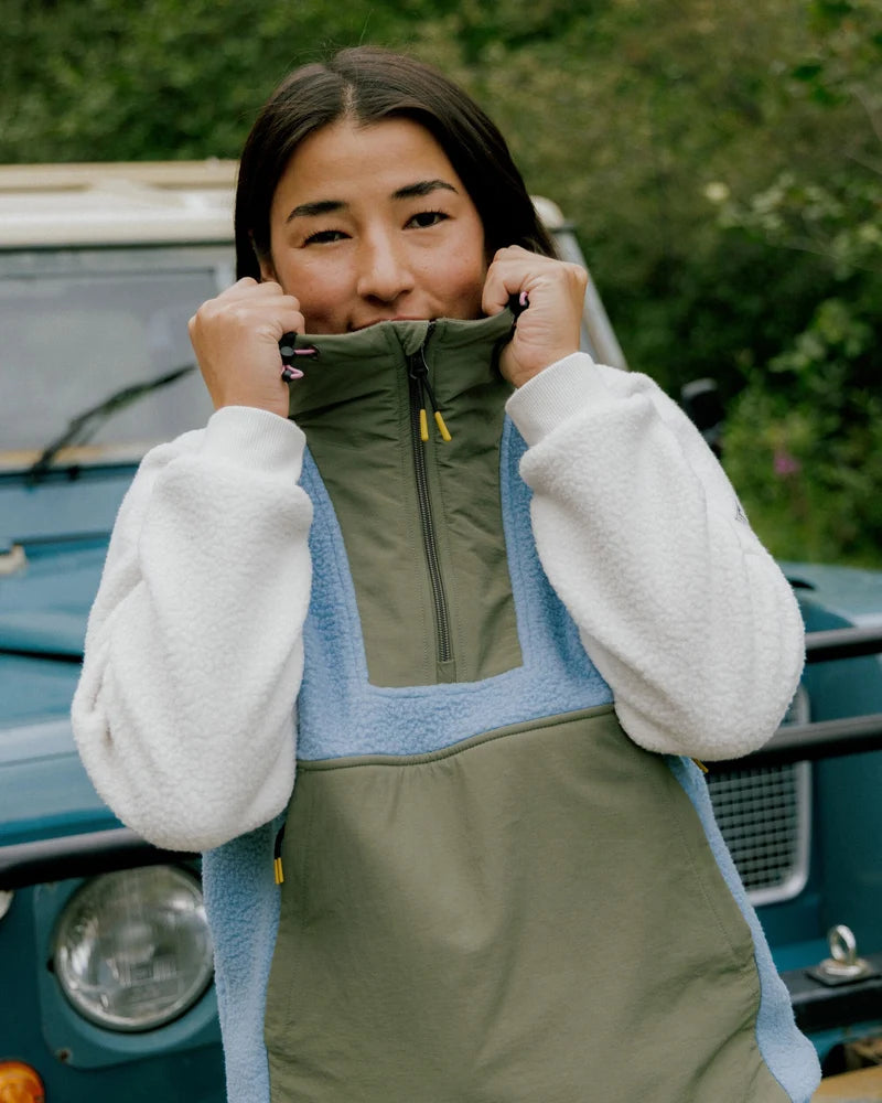 Women's Alexander Hooded 1/2 Zip Fleece - Green / White