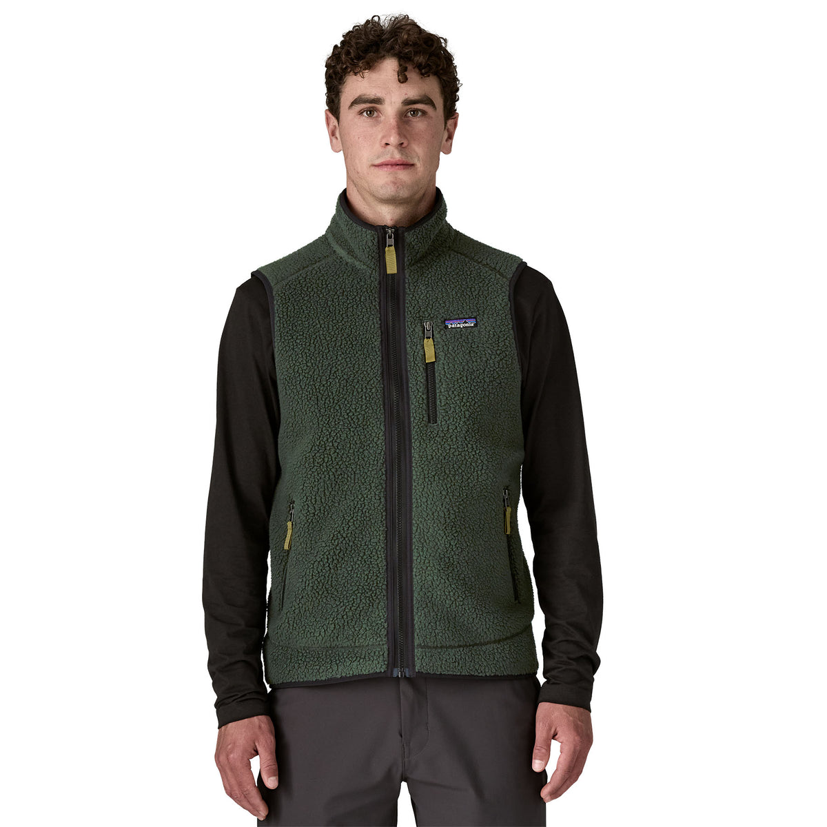 Men's Retro Pile Fleece Vest - Dark Green