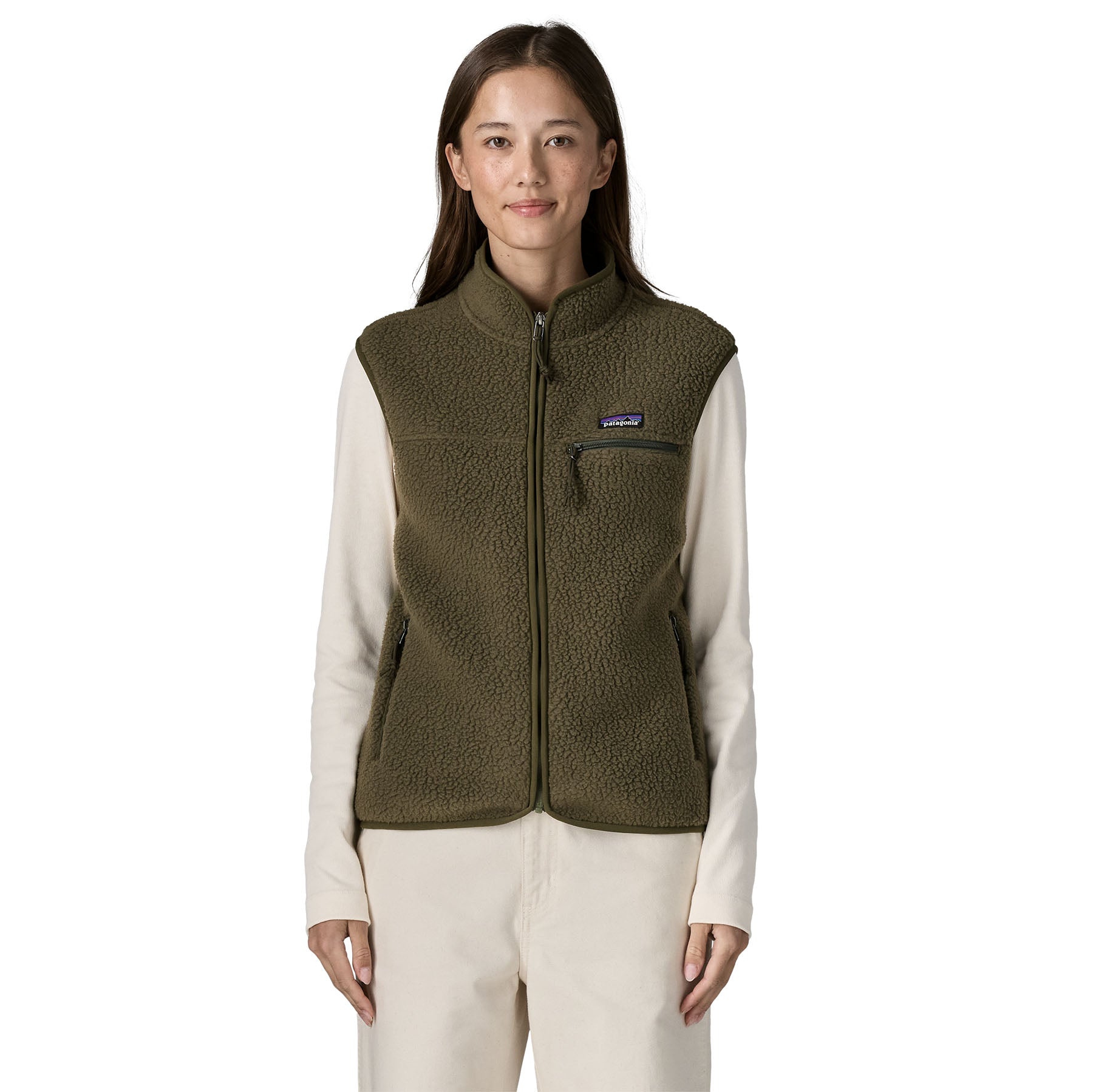 Women's Retro Pile Fleece Vest - Green