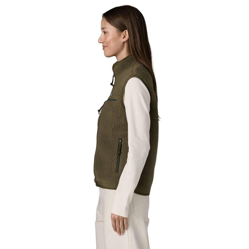 Women's Retro Pile Fleece Vest - Green