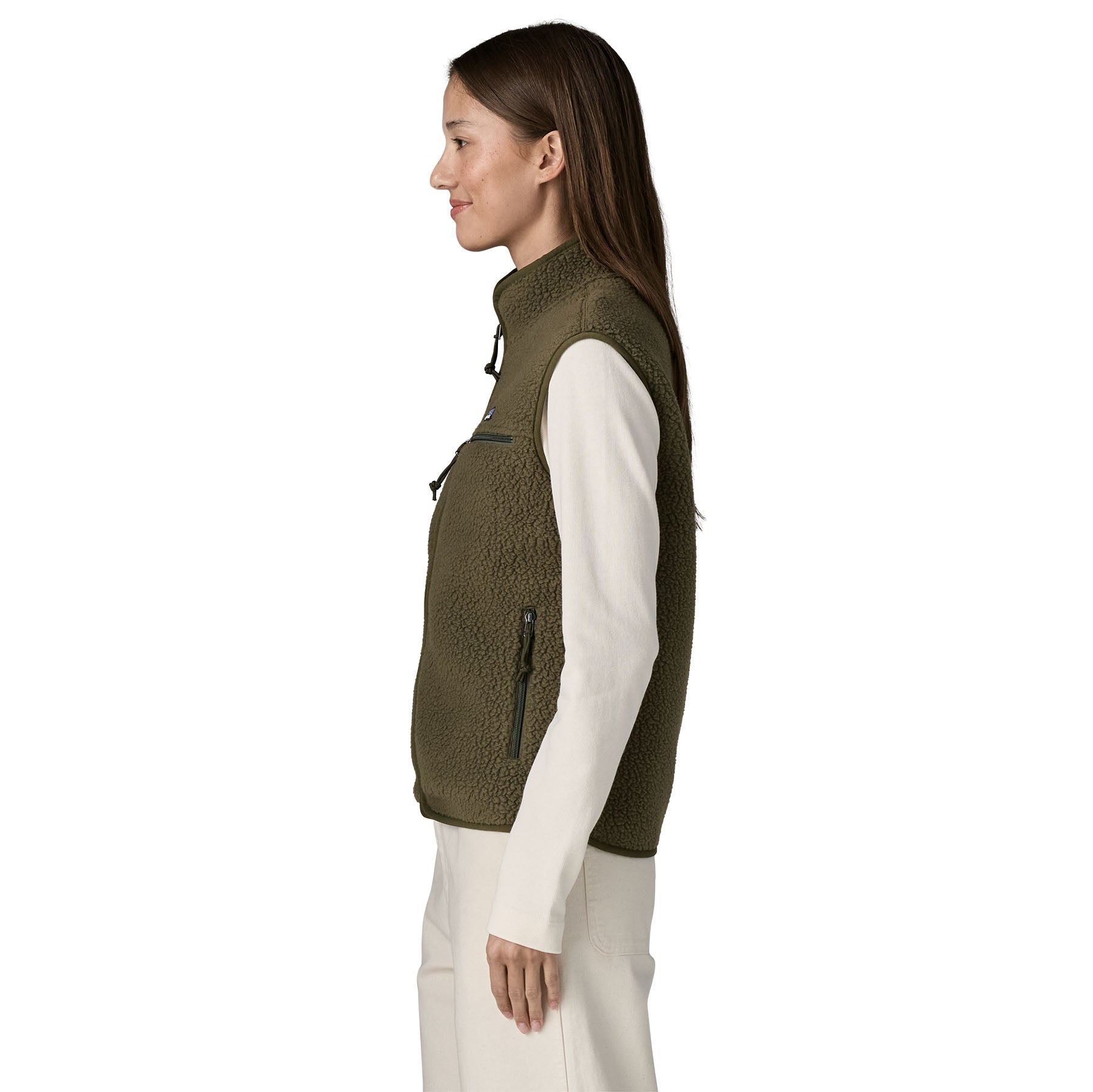Women's Retro Pile Fleece Vest - Green