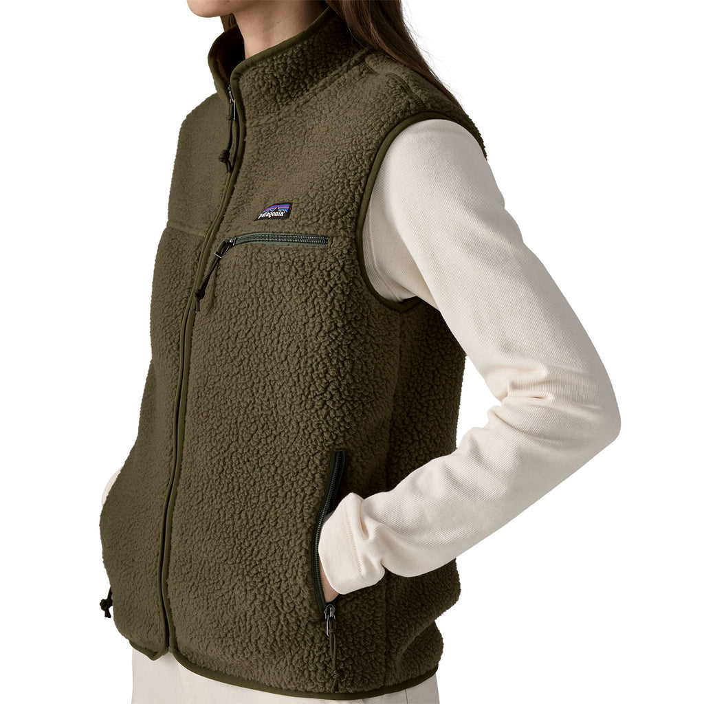 Women's Retro Pile Fleece Vest - Green