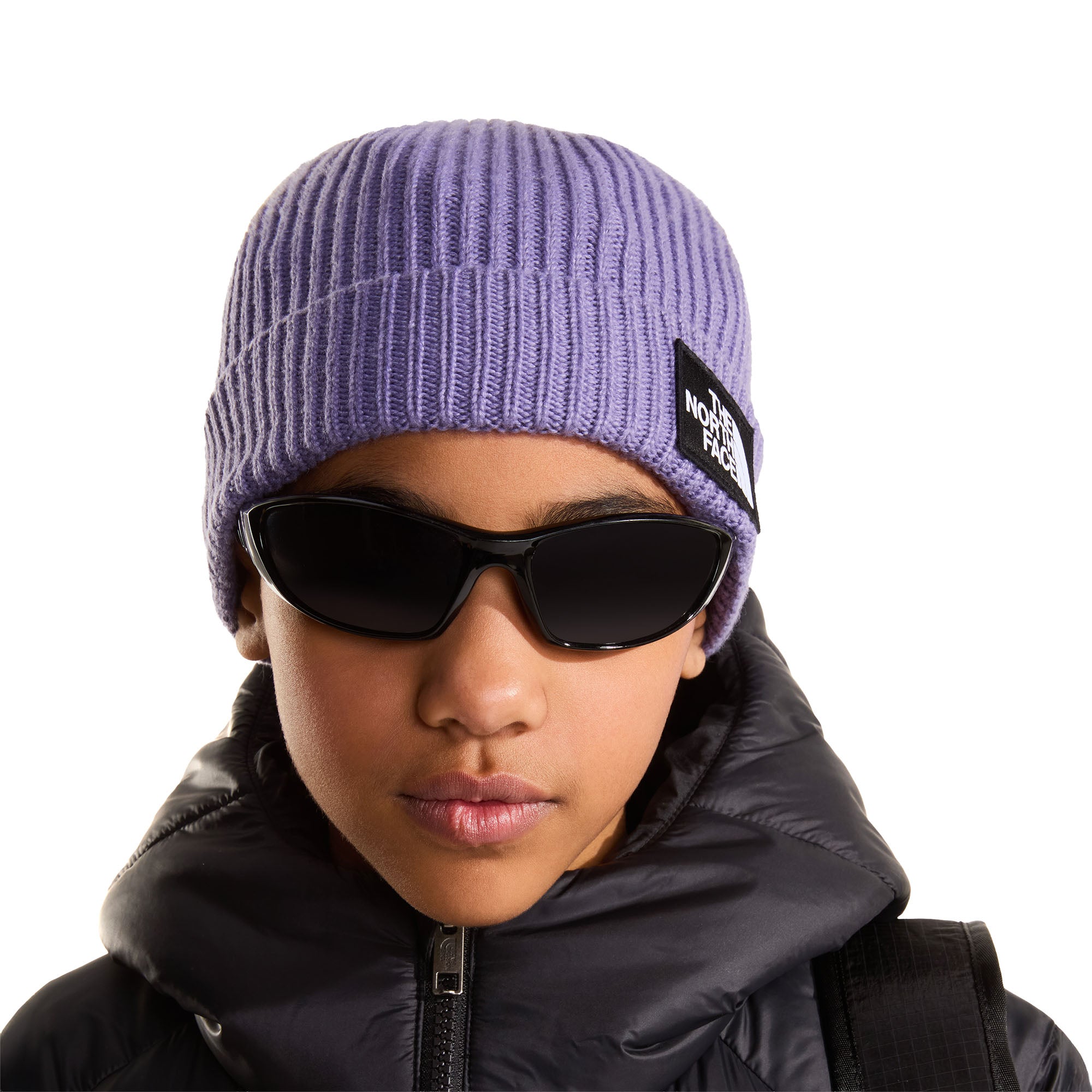Kids' TNF Logo Box Cuffed Beanie - Purple