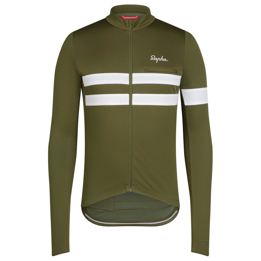ウェア Rapha BREVET LONG SLEEVE JERSEY Rapha Men's Brevet Long Sleeve Jersey - Green | Tiso