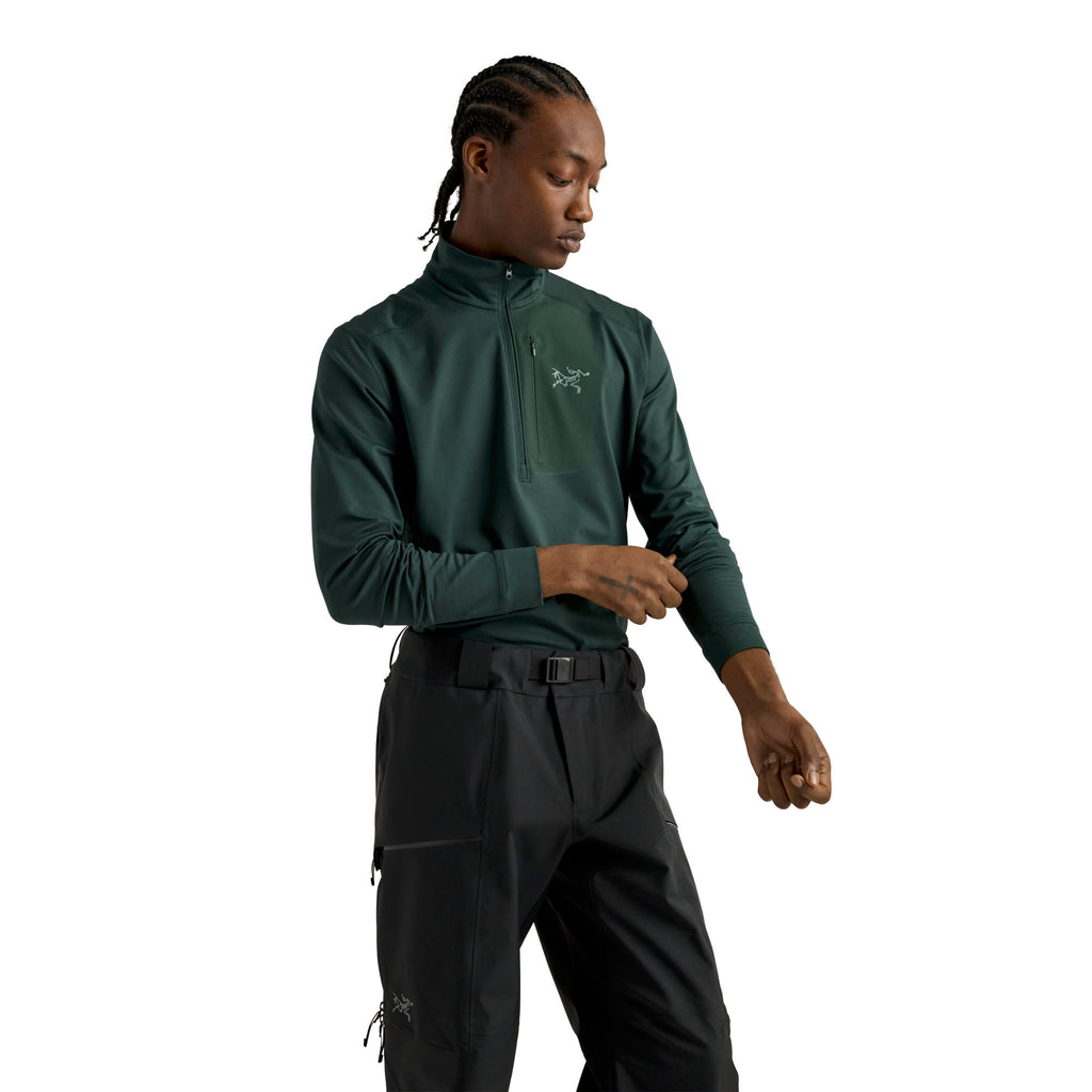 Men's Rho Lightweight Zip Neck Base Layer - Dark Jade