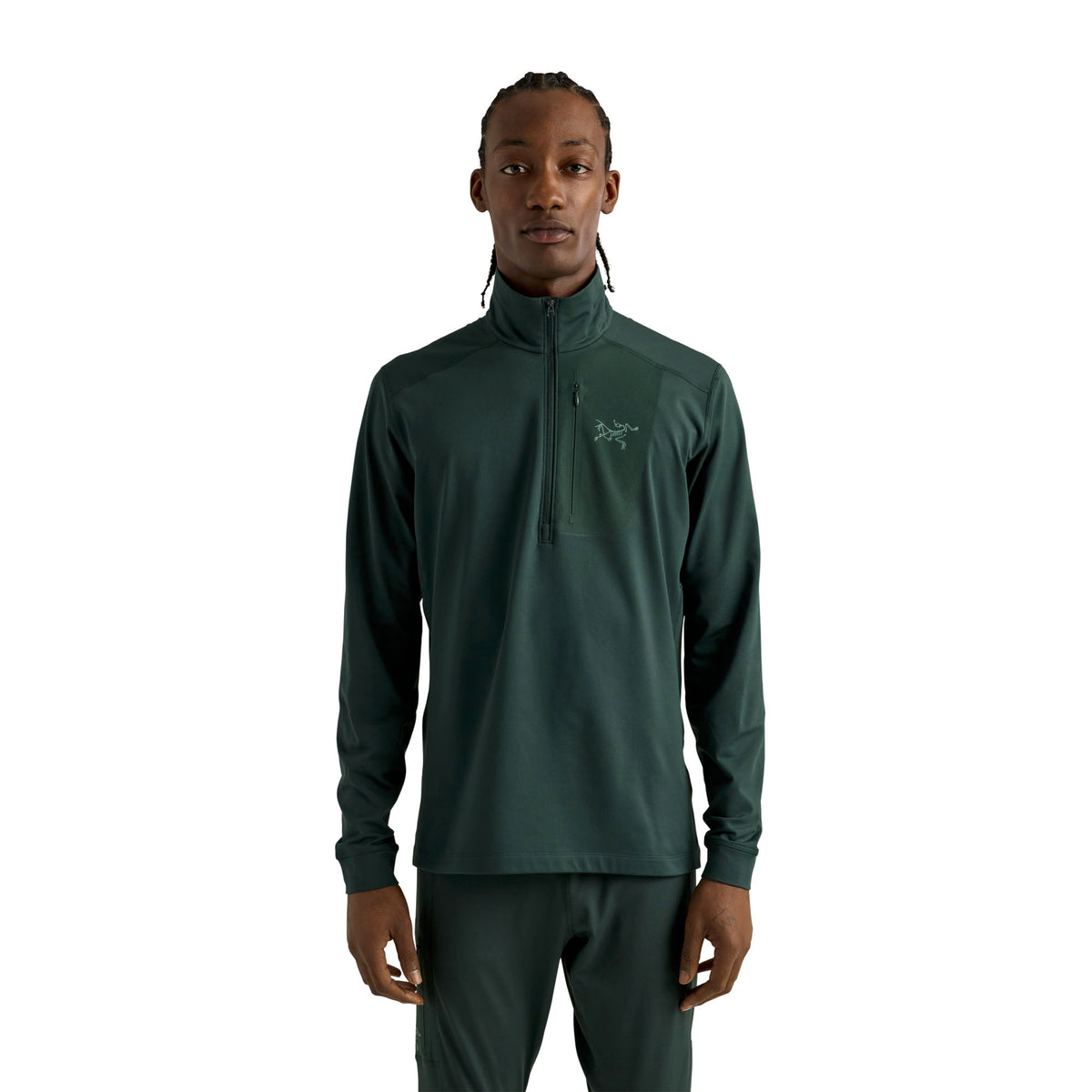 Men's Rho Lightweight Zip Neck Base Layer - Dark Jade