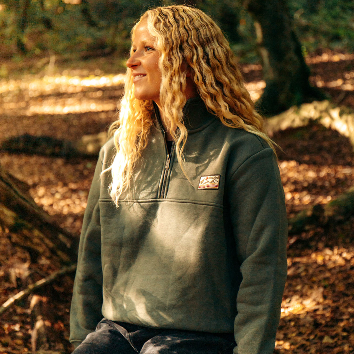 Women's Bracken Cropped 1/4 Zip Crew - Green