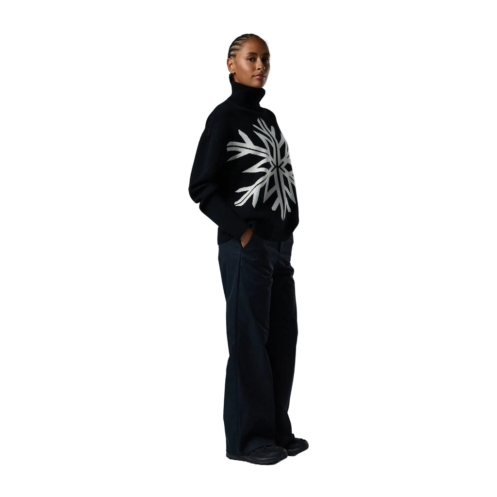 Women's Patterned Turtle Neck Sweater - Black