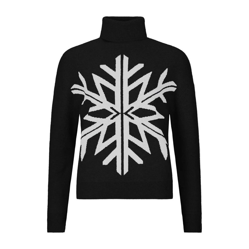 Women's Patterned Turtle Neck Sweater - Black