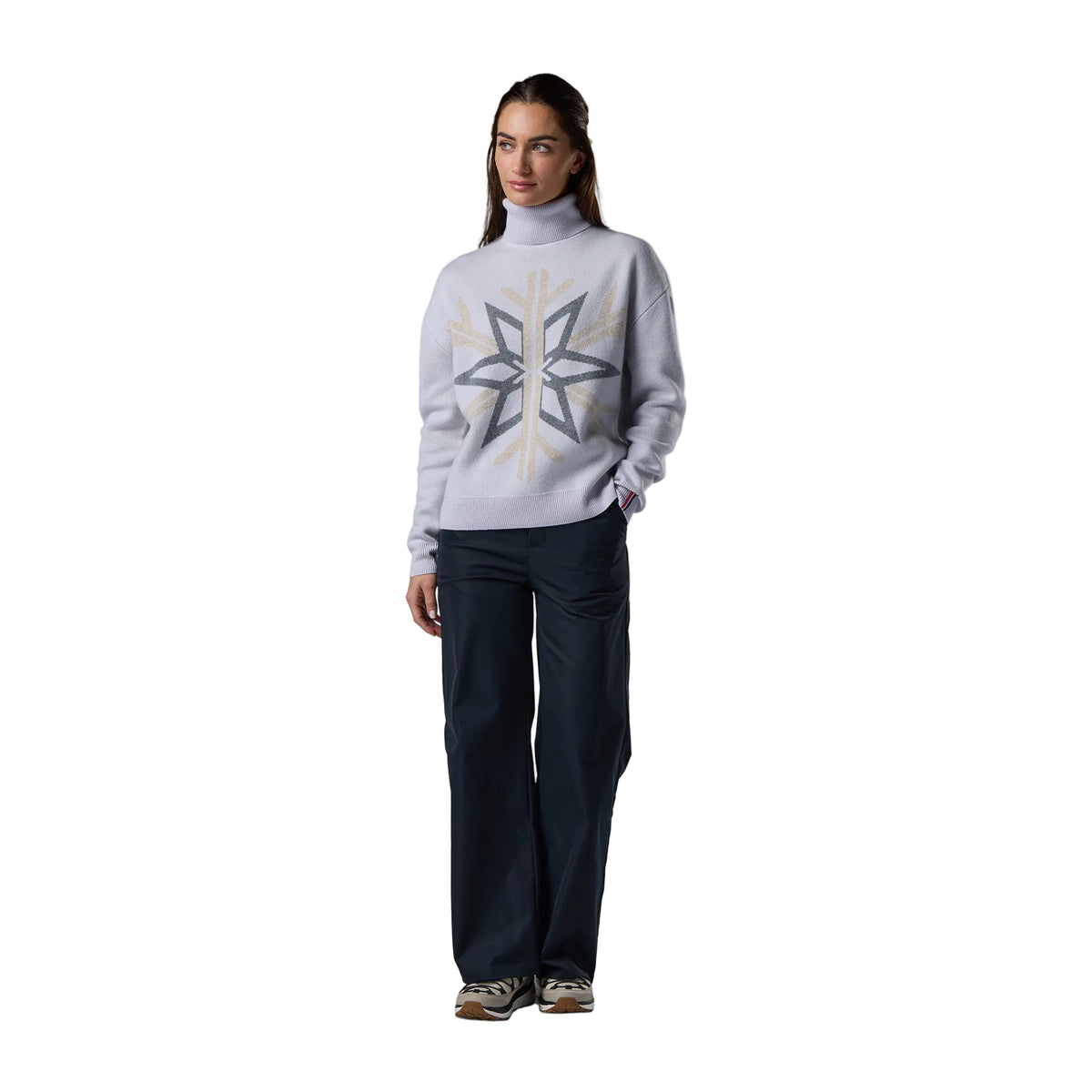 Women's Patterned Turtle Neck Sweater - Silver