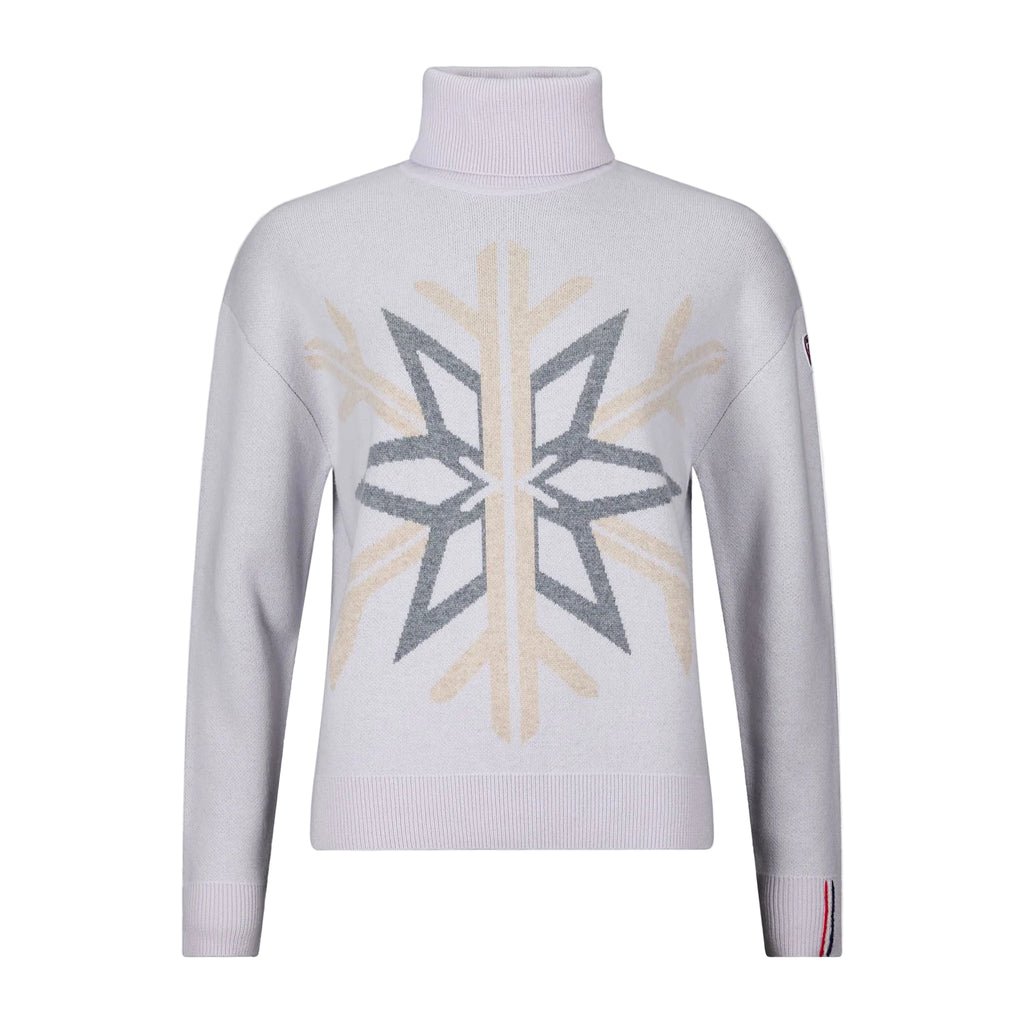 Women's Patterned Turtle Neck Sweater - Silver